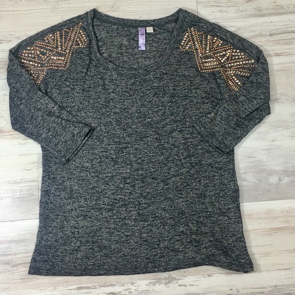 Alya Tops - Alya Beaded Sleeve Semi-Sheer Top